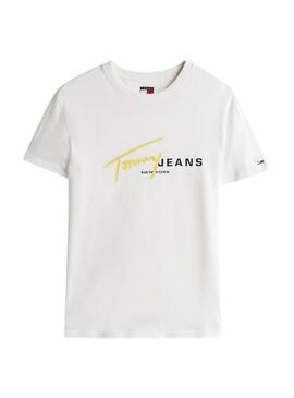 Maglietta Tommy Jeans Signature bianca per uomo