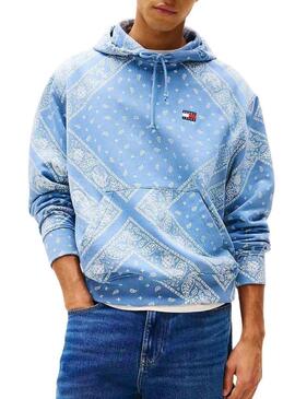 Felpa Tommy Jeans Paisley blu per uomo