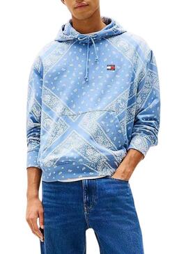 Felpa Tommy Jeans Paisley blu per uomo