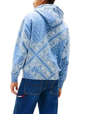 Felpa Tommy Jeans Paisley blu per uomo