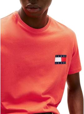 Maglietta Tommy Jeans Essential Flag arancione per uomo