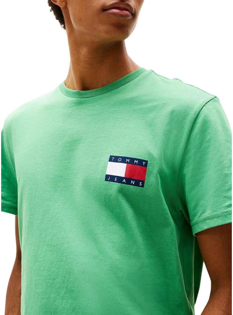 Maglietta Tommy Jeans Essential Flag verde per uomo