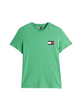 Maglietta Tommy Jeans Essential Flag verde per uomo