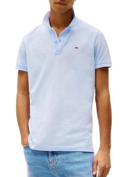 Polo Tommy Jeans Slim blu chiaro per uomo.