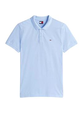 Polo Tommy Jeans Slim blu chiaro per uomo.