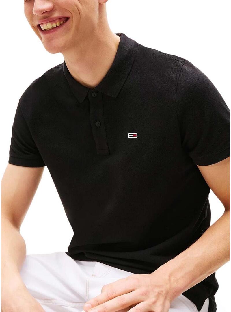 Polo Tommy Jeans Slim nero per uomo