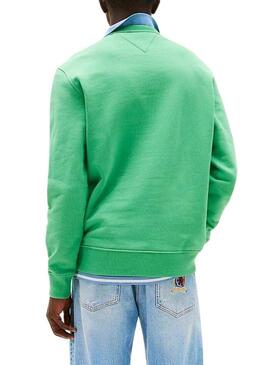 Felpa Tommy Jeans Badge verde per uomo