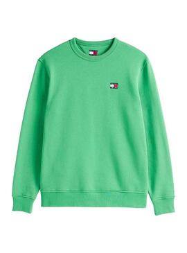 Felpa Tommy Jeans Badge verde per uomo