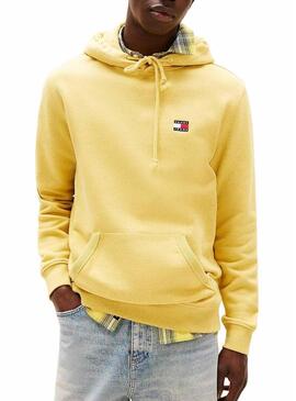 Felpa Tommy Jeans Badge Hoodie gialla per uomo