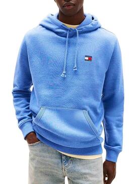 Felpa Tommy Jeans Badge Hoodie blu per uomo