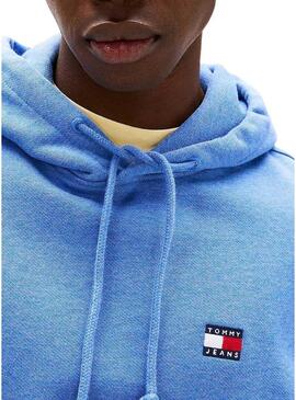 Felpa Tommy Jeans Badge Hoodie blu per uomo