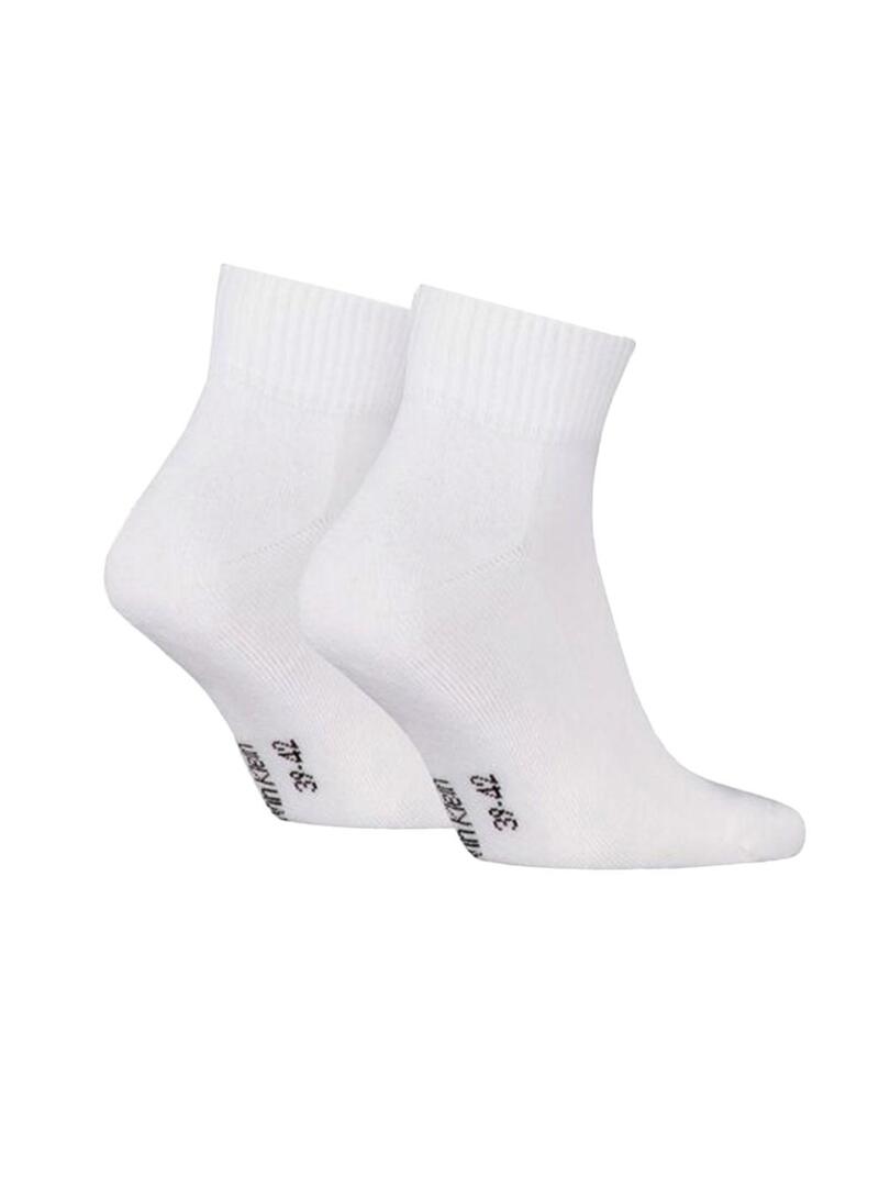 Pacchetto di calze Calvin Klein Quarter Monogram bianche per uomo